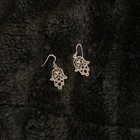 Hand Of Hamsa Dangling Earings - Picture 1 of 2